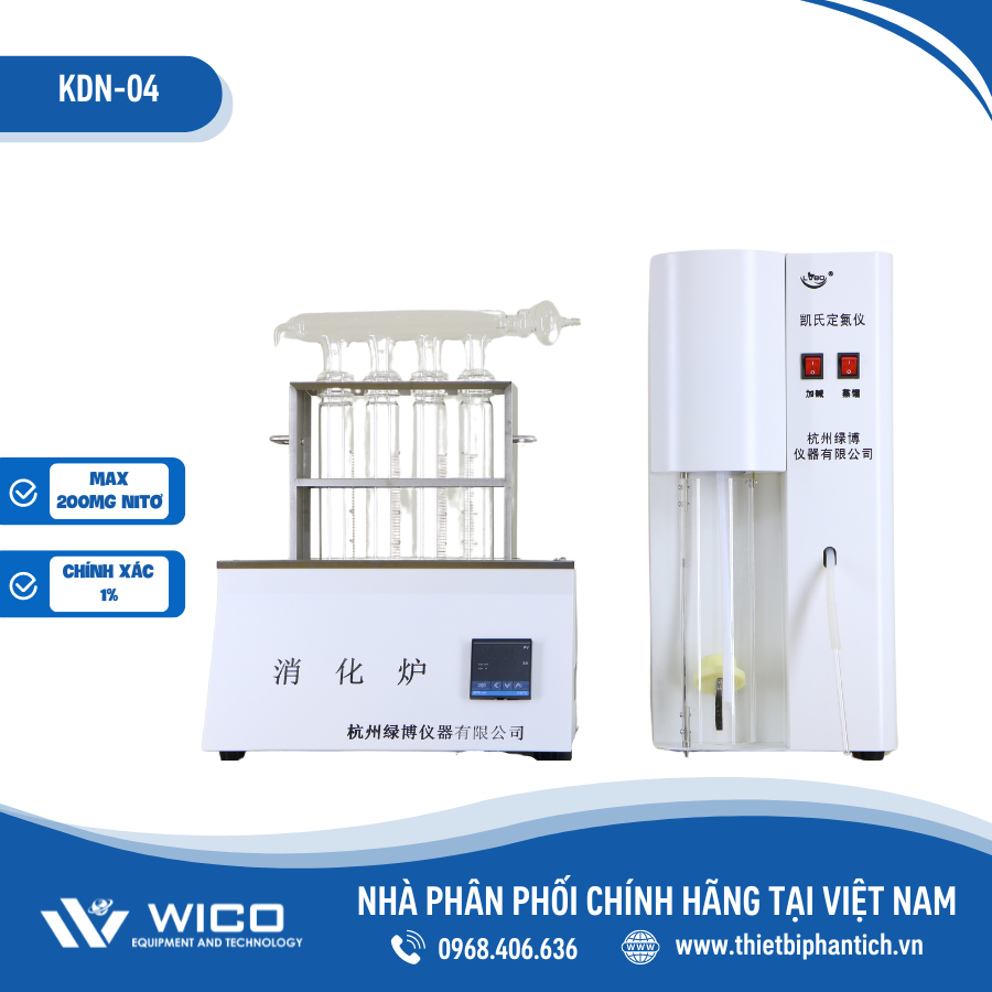 Máy chưng cất đạm Kjeldahl kèm bộ phá mẫu KDN-04