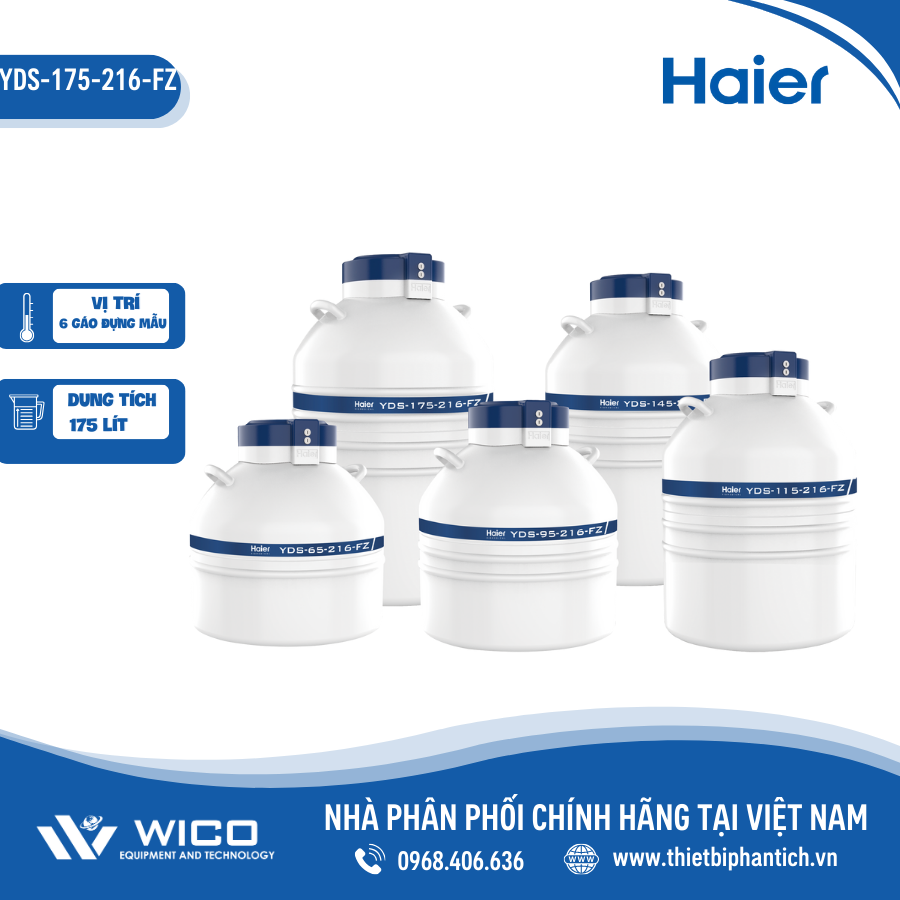 Bình Đựng Nitơ Lỏng Dung Tích 65 - 175 Lít Haier Biomedical YDS-FZ Series