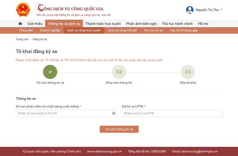 thu tuc dang ky o to moi