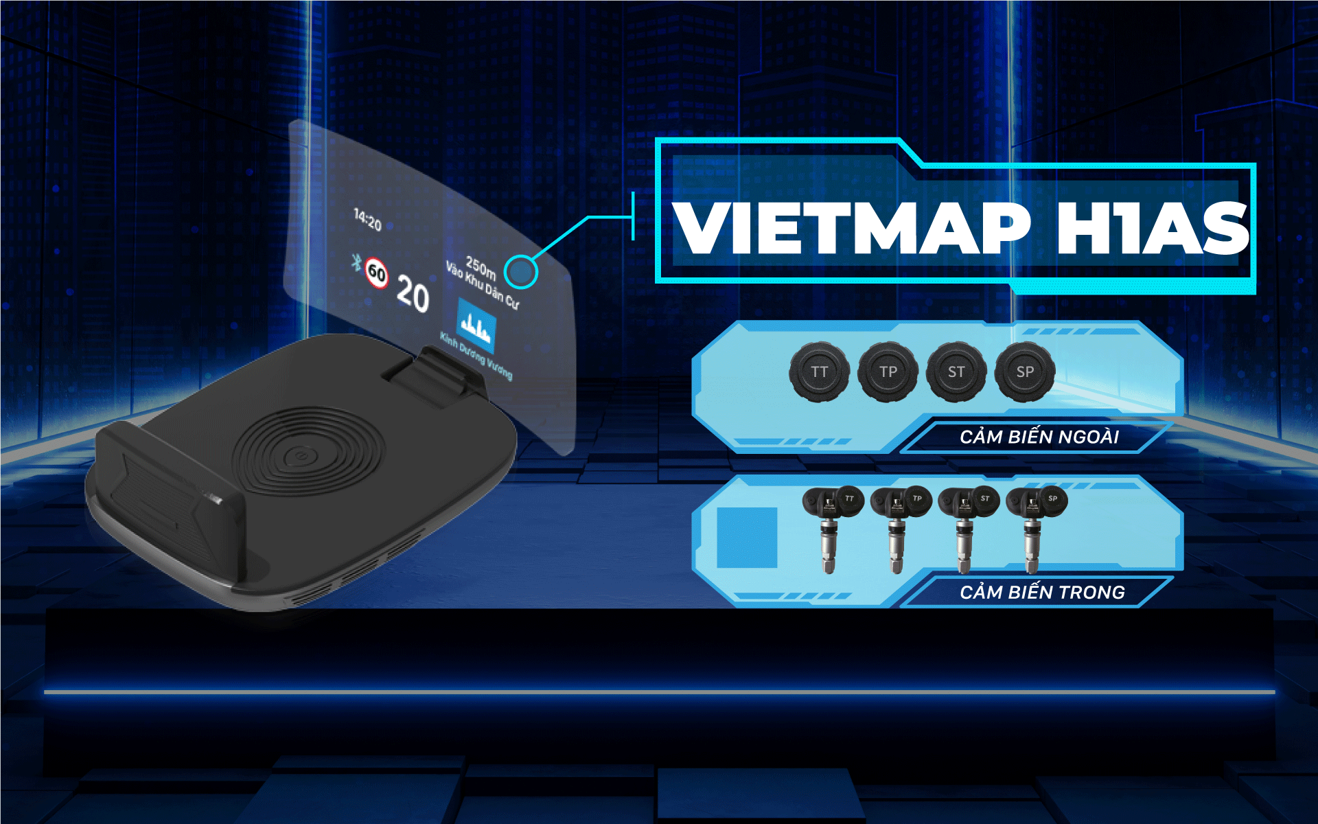 HUD TÍCH HỢP DẪN ĐƯỜNG & CẢM BIẾN TPMS