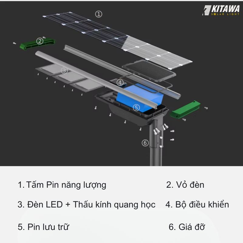 đèn liền thể công trình năng lượng mặt trời 100W