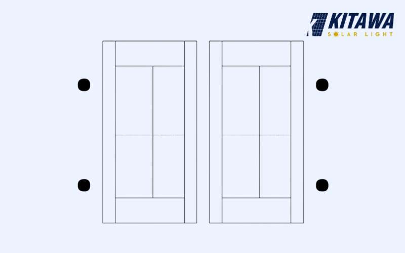 Phương án 1 thiết kế chiếu sáng 2 sân của cách lắp đèn sân tennis