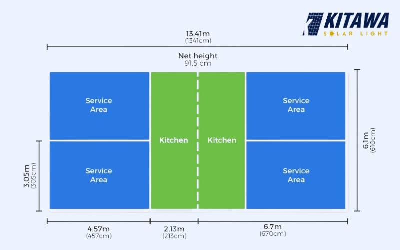 Kích thước chuẩn của sân Pickleball