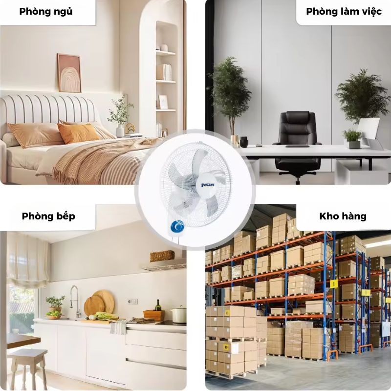 quạt treo tường KQ10.20 phù hợp lắp đặt ở nhiều vị trí