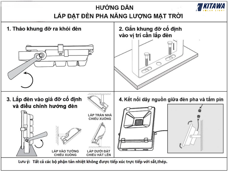 Hướng dẫn lắp đặt đèn pha năng lượng mặt trời