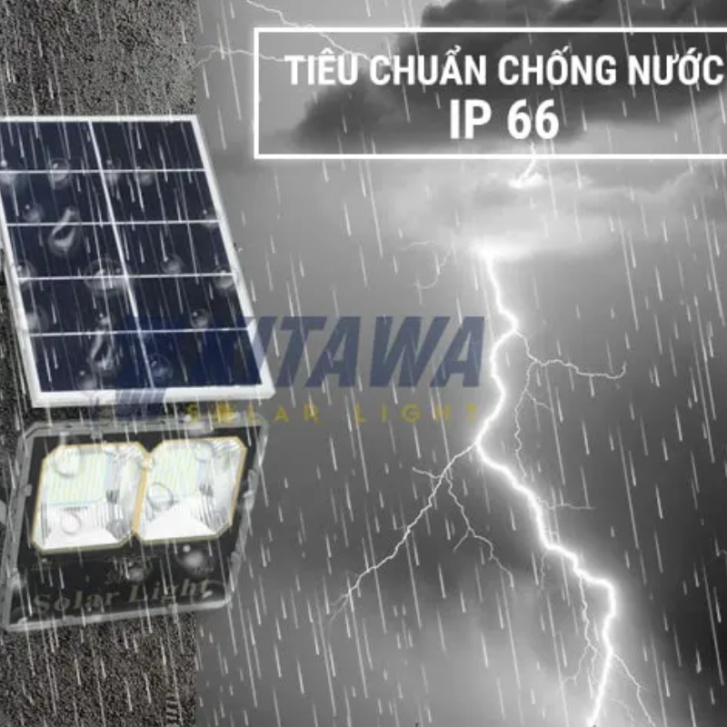 Đèn năng lượng mặt trời vẫn hoạt động trong trời mưa bão