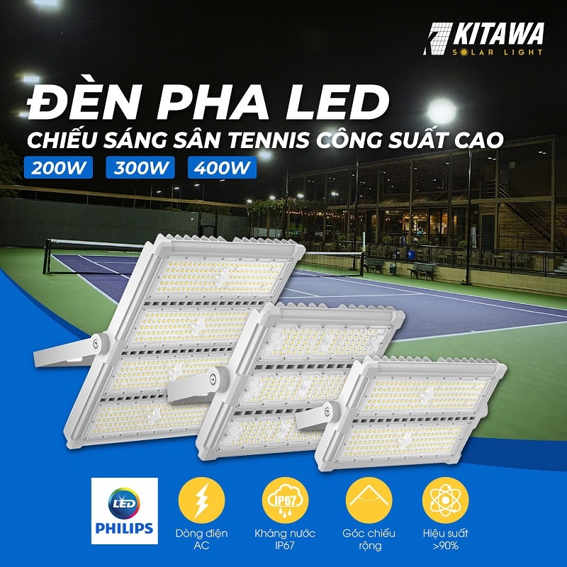 đèn pha điện cho sân Tennis