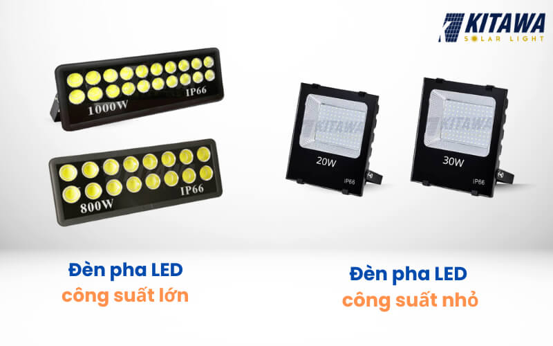 Đèn pha LED công suất lớn và đèn pha LED công suất nhỏ