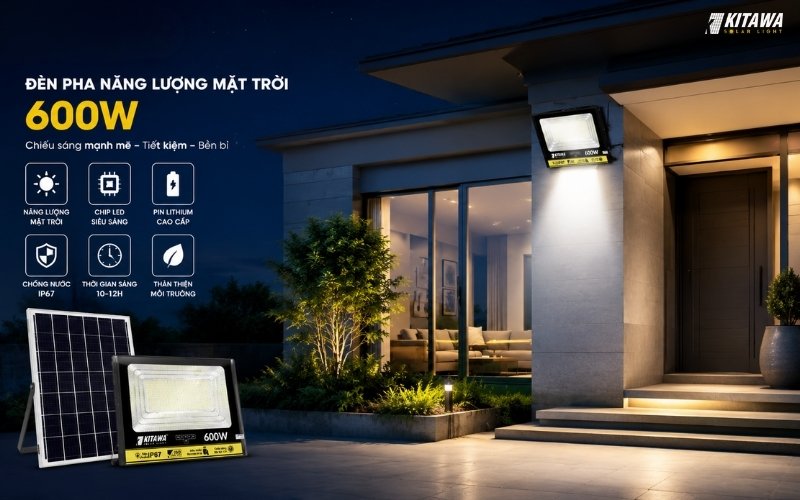Đèn pha năng lượng mặt trời 600W siêu sáng