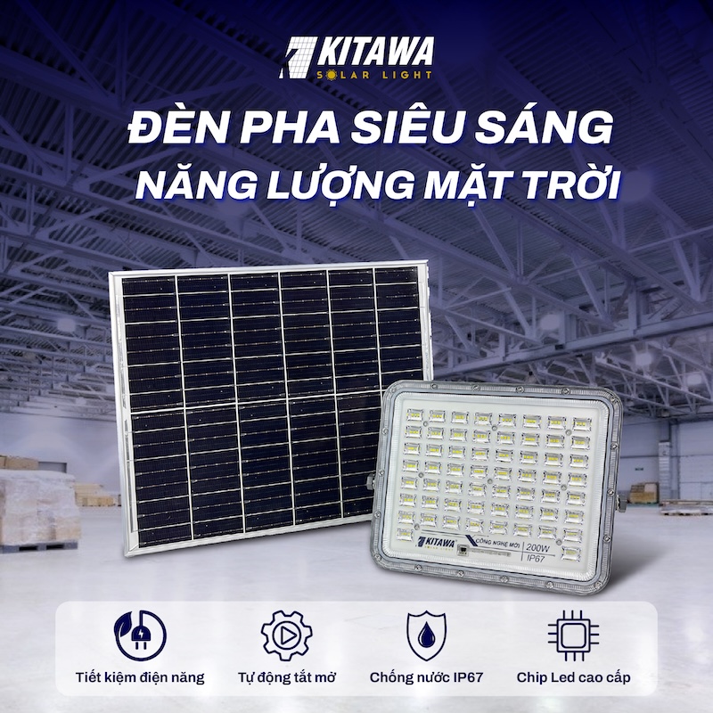 đèn pha chống chói năng lượng mặt trời 200w