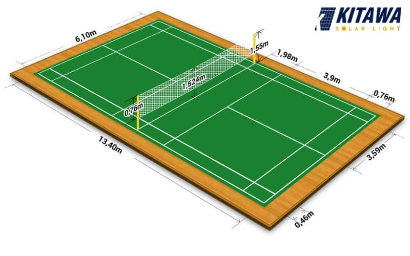 Bảng vẽ kích thước sân cầu lông tiêu chuẩn