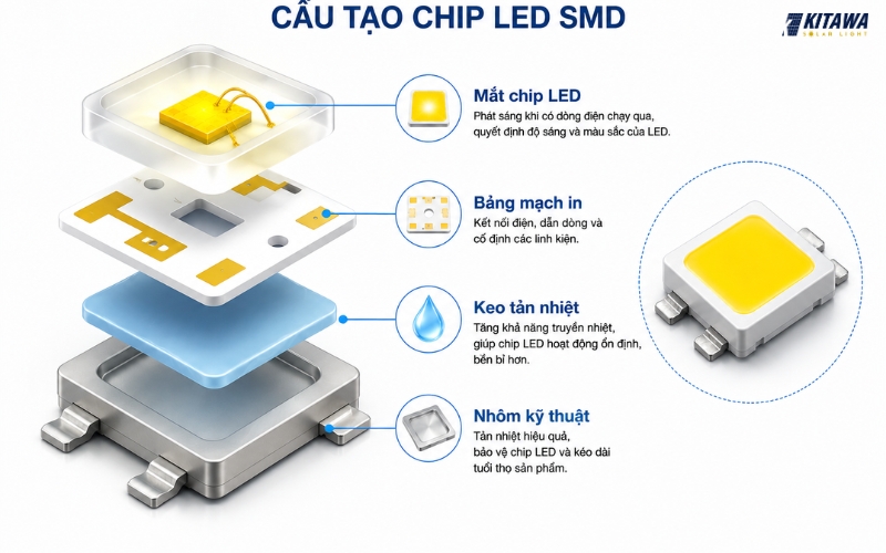 Cấu tạo của chip LED SMD