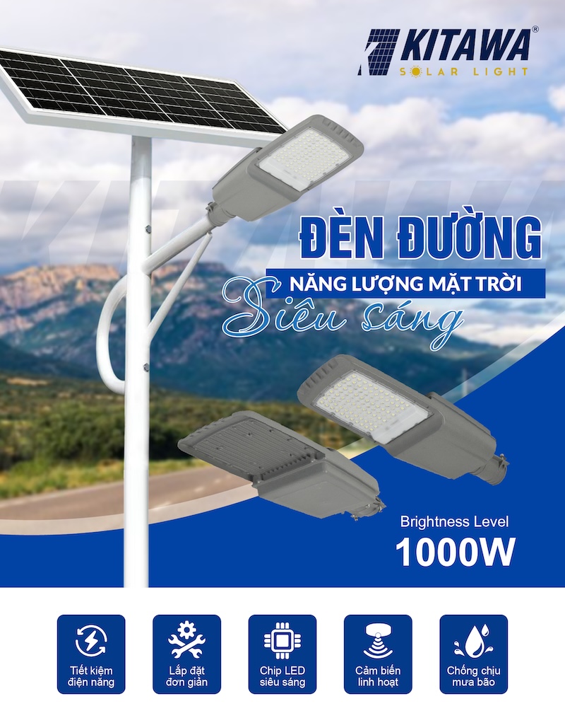 đèn đường công trình năng lượng mặt trời 1000W