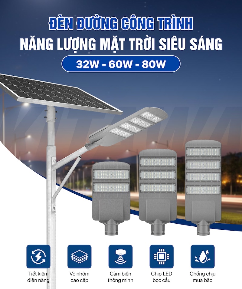 đèn đường công trình năng lượng mặt trời 32w