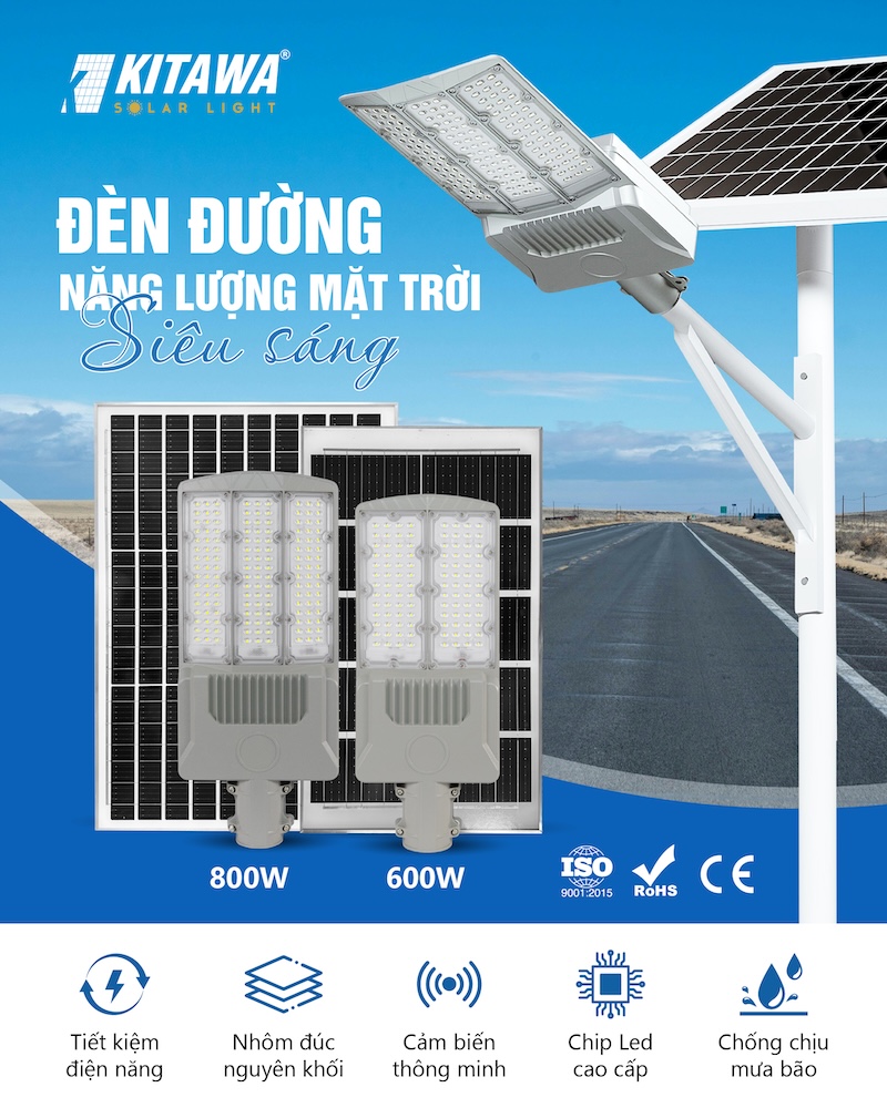 đèn đường năng lượng mặt trời 600w