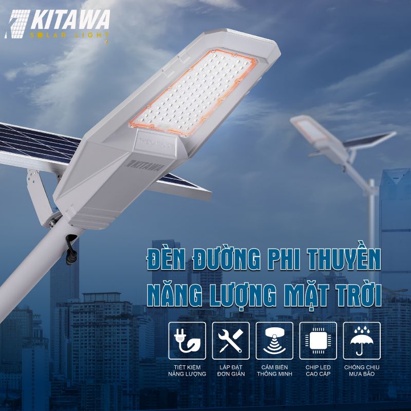 Đèn đường phi thuyền năng lượng mặt trời PT31000 được sử dụng trong dự án tại Lâm Đồng