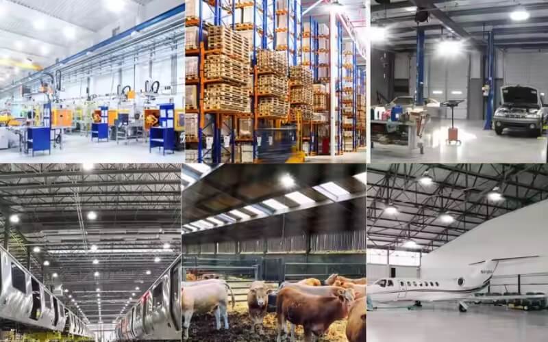 Đèn LED Highbay UFO chiếu sáng từ nhà xưởng đến kho bãi