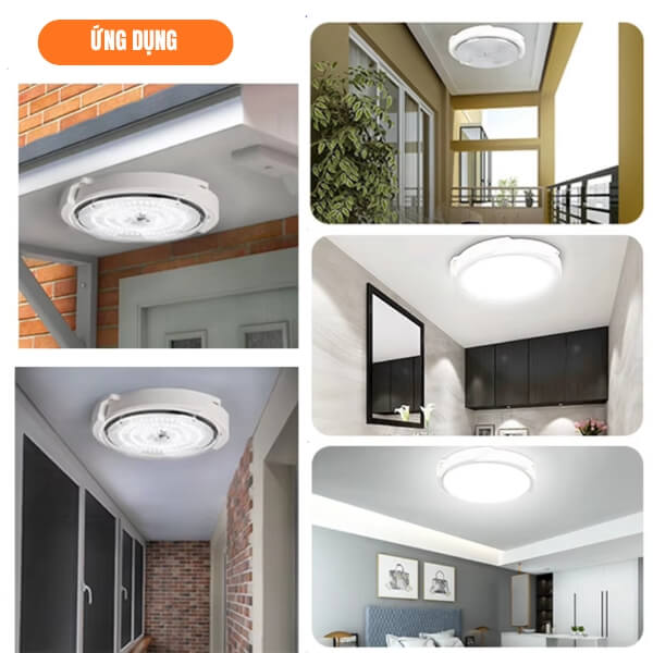 Đèn ốp trần năng lượng mặt trời 300W được ứng dụng linh hoạt trong nhiều không gian khác nhau