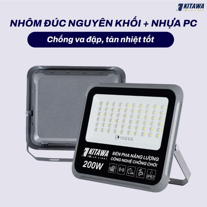đèn pha năng lượng mặt trời chống chói 200w