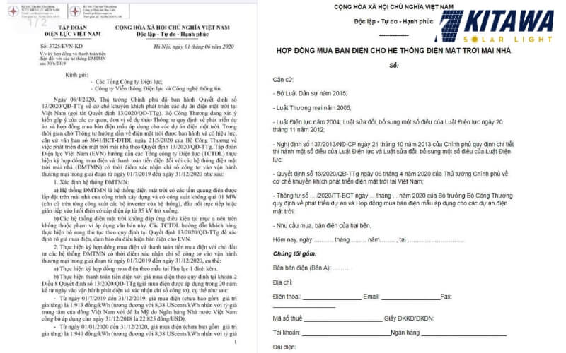 Hình ảnh minh họa về hợp đồng mua bán điện mặt trời áp mái