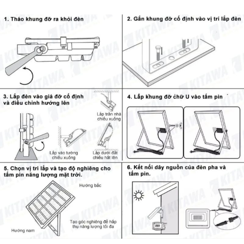 Hướng dẫn lắp đèn pha năng lượng mặt trời 200W