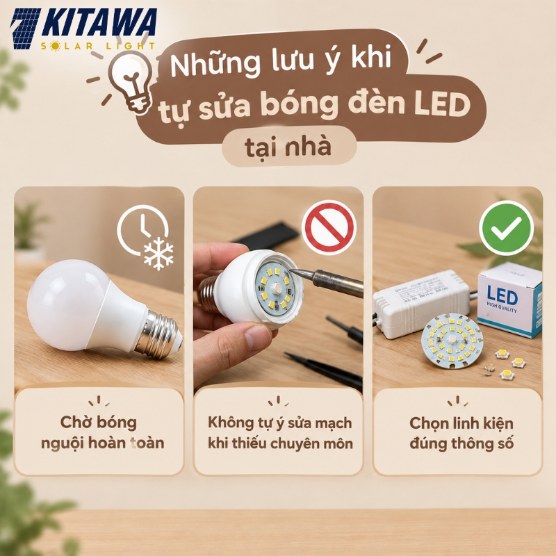 Khi sửa bóng đèn LED tại nhà cần cẩn thận để đảm bảo an toàn điện