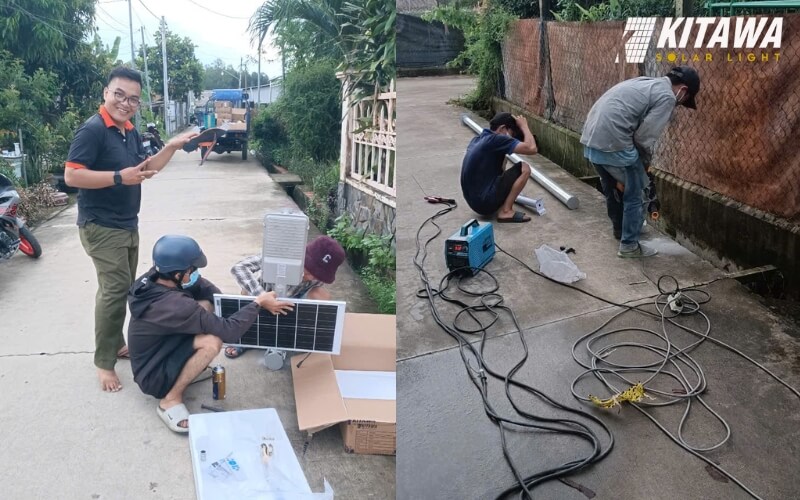 Lắp đèn năng lượng mặt trời cho nông thôn tại khu vực Cần Giuộc, Long An