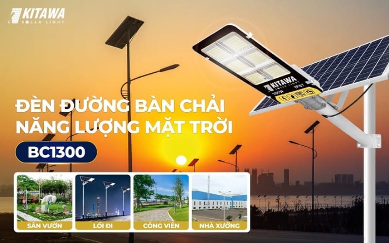 Mẫu đèn đường bàn chải năng lượng 300W được lắp đặt cho khu quân sự