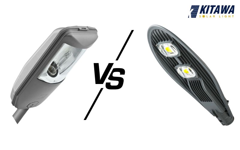đèn LED và đèn sodium chiếu sáng ngoài đường