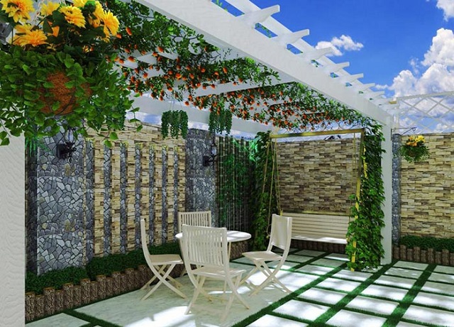 Sử dụng cây dây leo để trang trí sân vườn