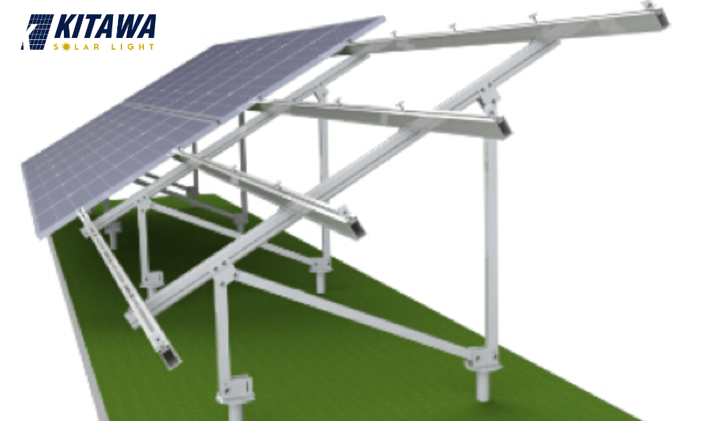 Chuẩn bị vật liệu trước khi lắp đặt pin mặt trời trên bê tông.