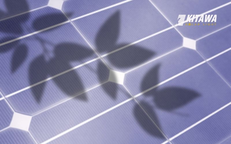 Hình ảnh tấm pin năng lượng mặt trời bị che khuất