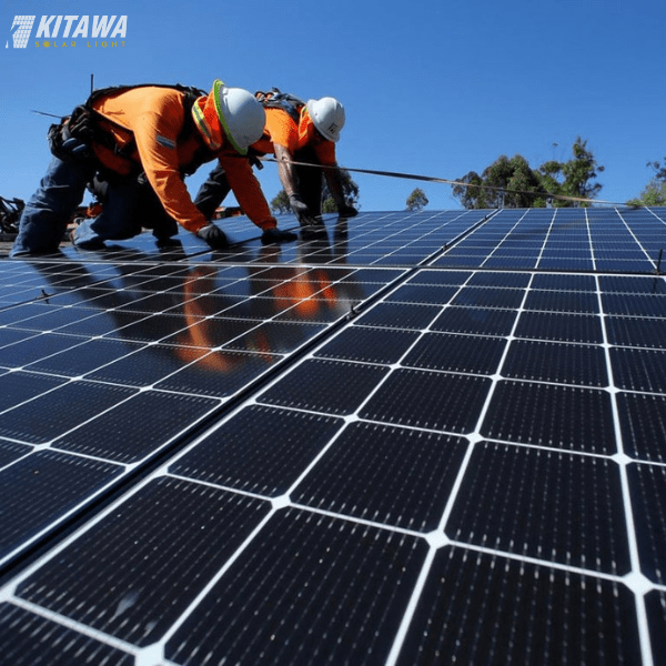 Kỹ sư Kitawa lắp đặt pin mặt trời gia đình cho khách hàng ở Gia Lai.