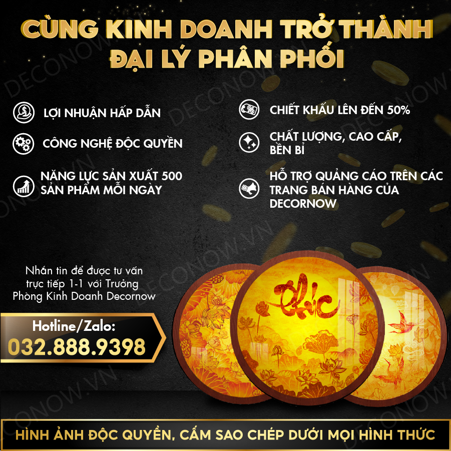 TUYỂN ĐẠI LÝ ĐÈN HÀO QUANG TRÒN IN TRANH TRÚC CHỈ