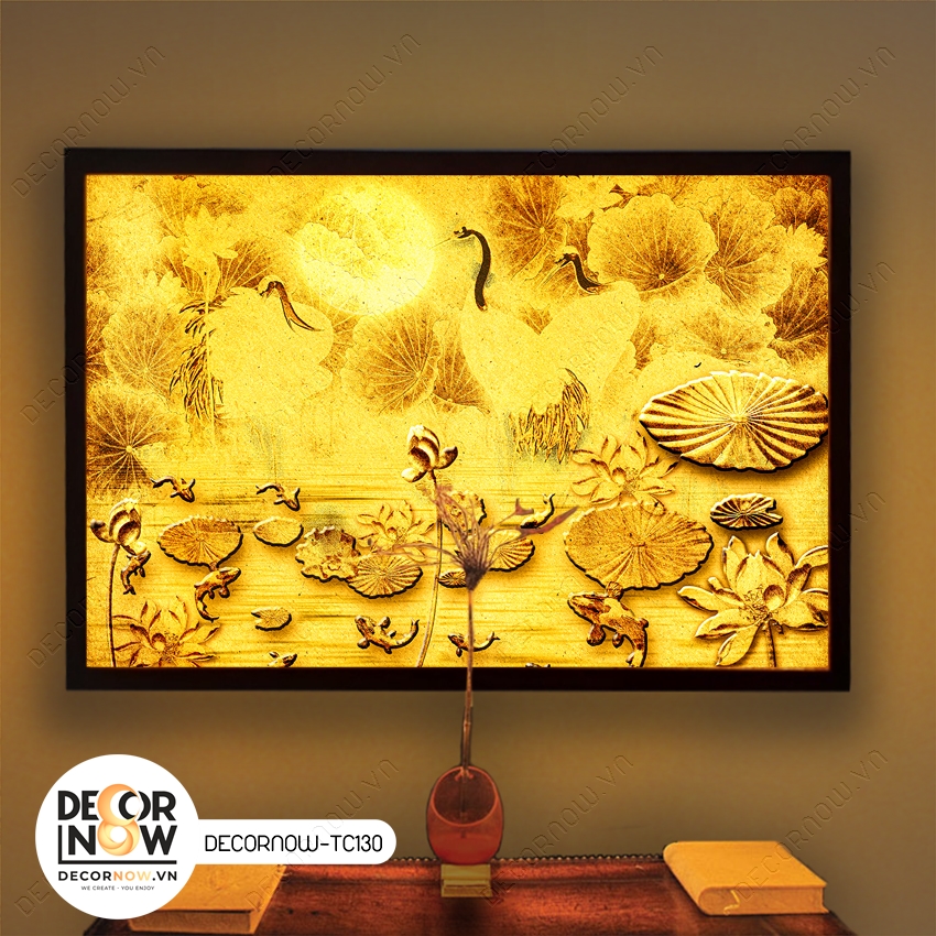 Tranh trúc chỉ hoa sen cao cấp tại Decornow