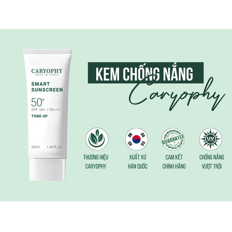 Kem Chống Nắng Caryophy Nâng Tone Smart Sunscreen SPF50+ PA+++ 