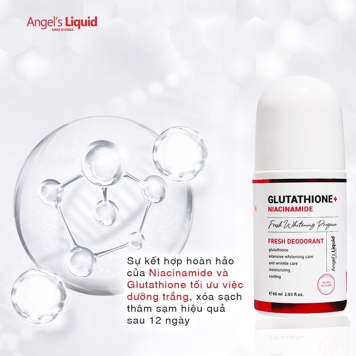Lăn Khử Mùi Mờ Thâm Angel's Liquid Glutathione + Niacinamide Fresh Deodorant 