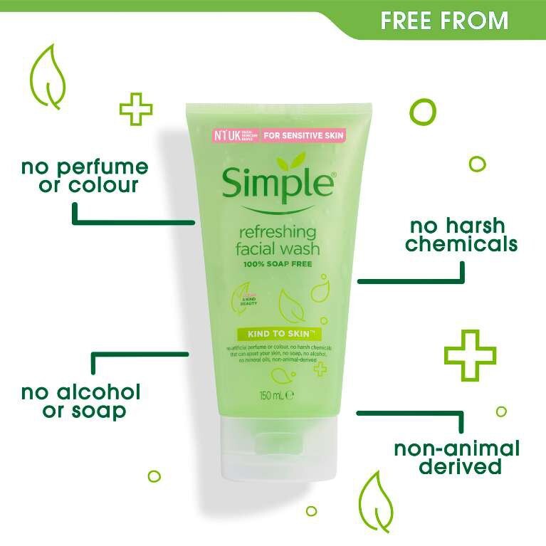Sữa rửa mặt nhẹ dịu Simple Kind To Skin Refreshing Facial Wash Gel 150ml 2