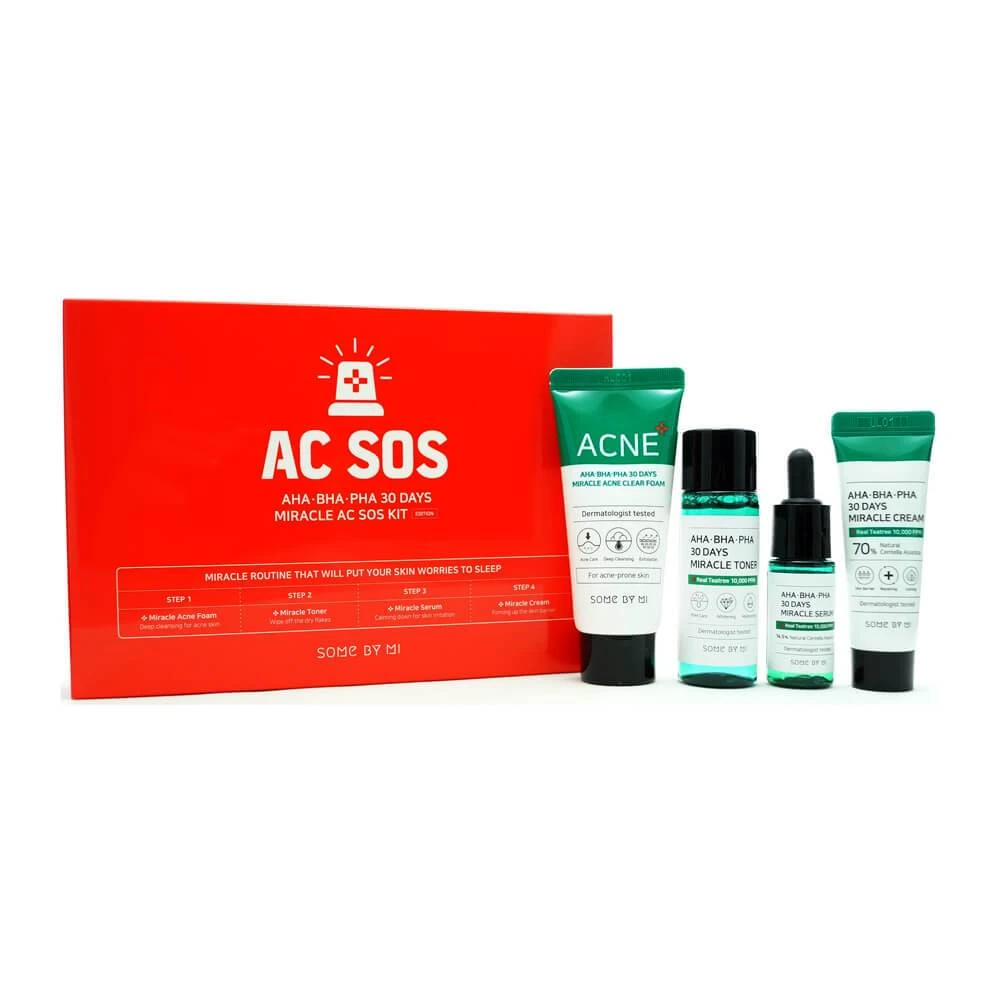 Bộ Chăm Sóc Da  Some By Mi Set 4 Món Trị Mụn AHA-BHA-PHA 30 Days Miracle AC SOS Kit