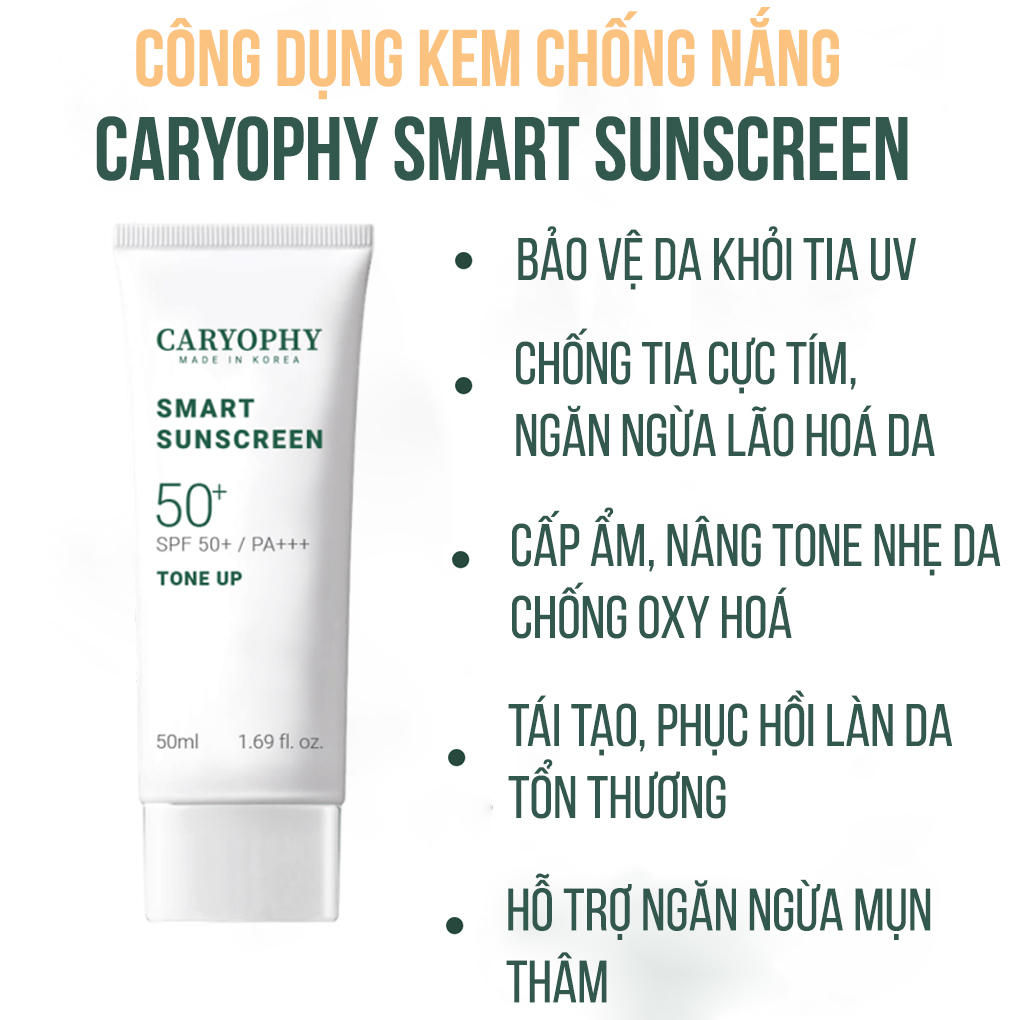 Kem Chống Nắng Caryophy Nâng Tone Smart Sunscreen SPF50+ PA+++ 
