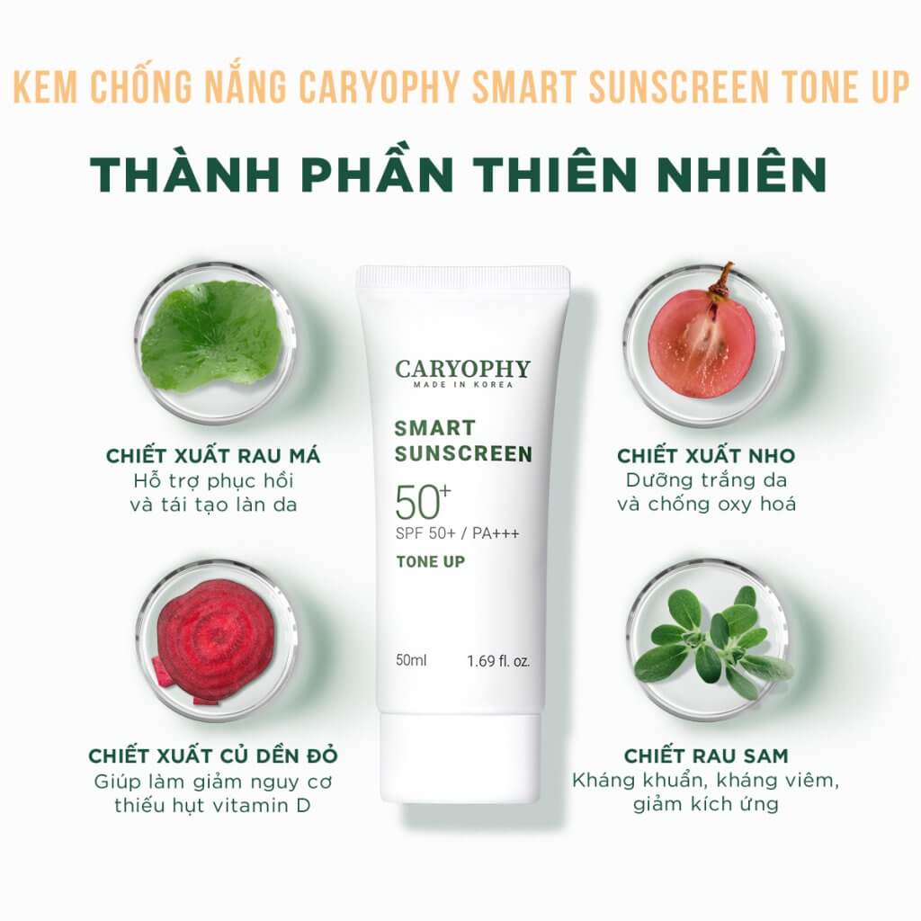 Kem Chống Nắng Caryophy Nâng Tone Smart Sunscreen SPF50+ PA+++ 