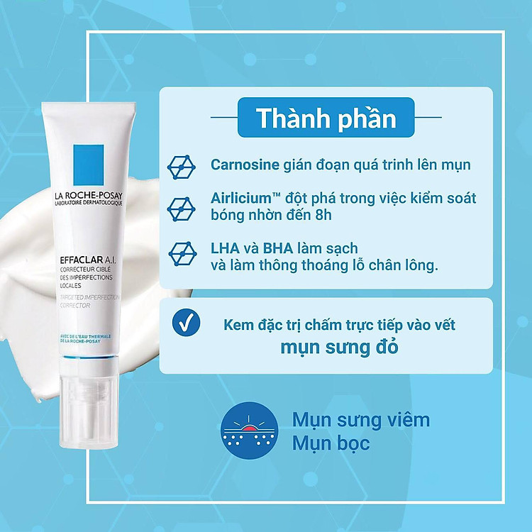 Kem giảm mụn chuyên biệt La Roche-Posay Effaclar A.I. 15ml