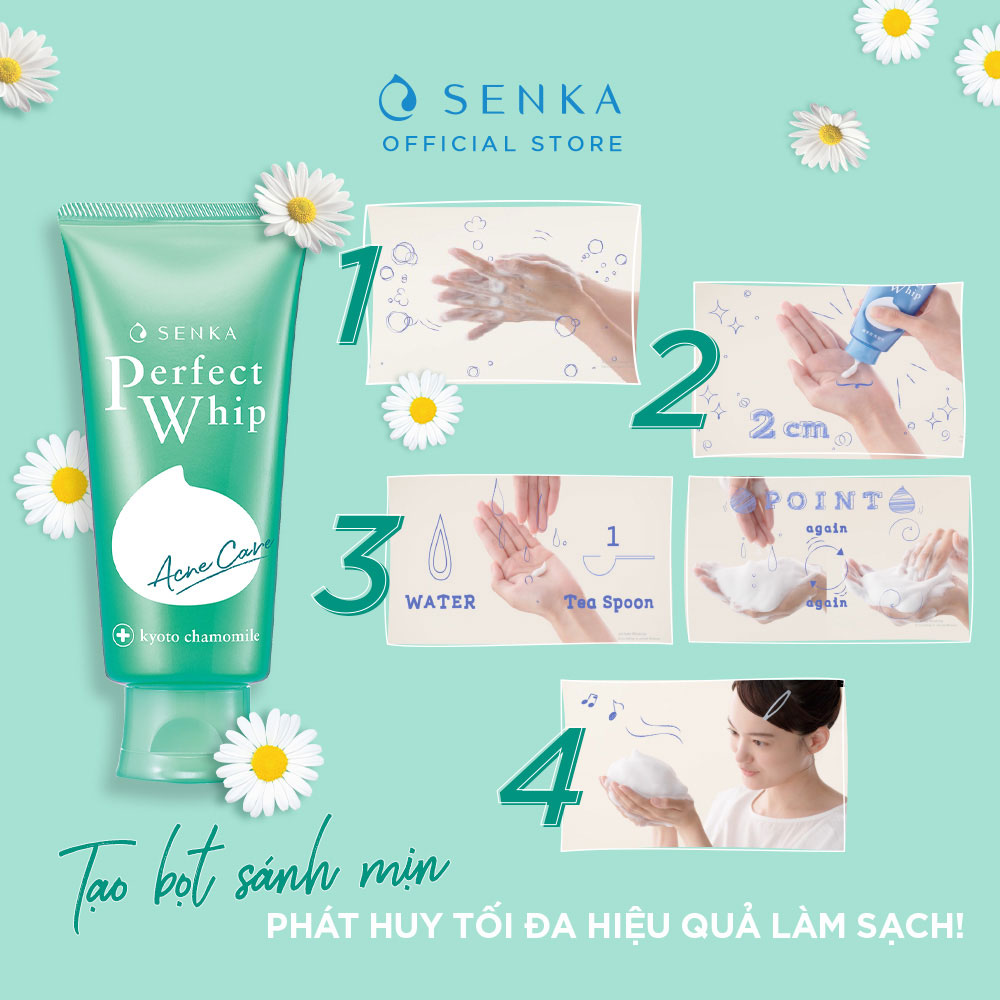 Sữa rửa mặt ngừa mụn Senka Perfect Whip Acne Care 100g