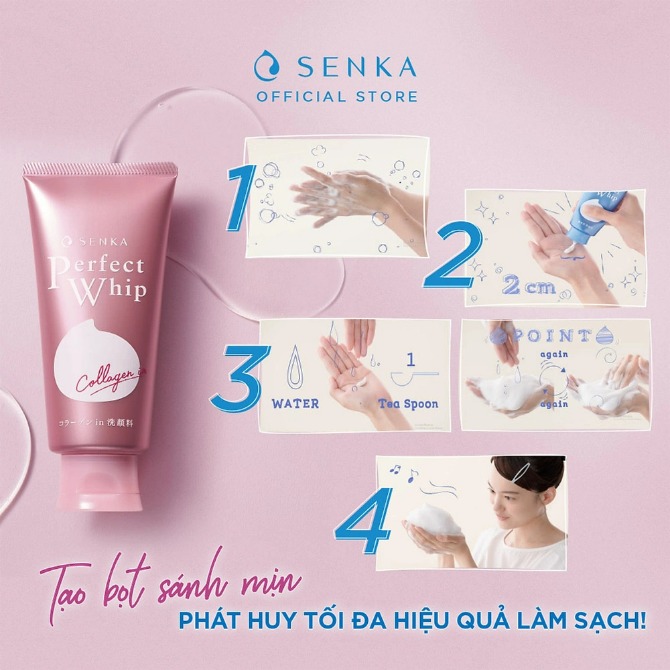 Sữa rửa mặt chống lão hóa Senka Perfect Whip Collagen In 120g 