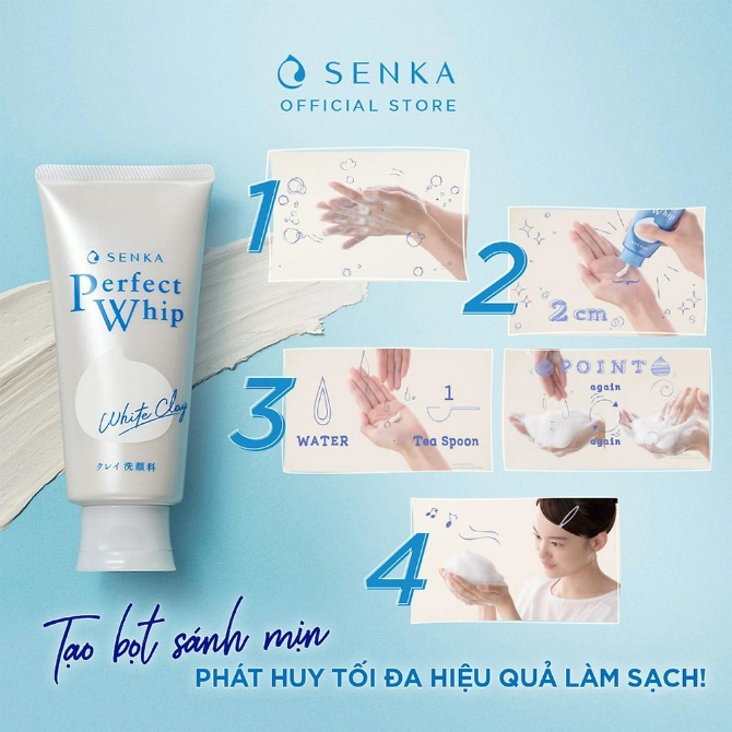 Sữa rửa mặt loại bỏ dầu thừa Senka Perfect White Clay 100g 