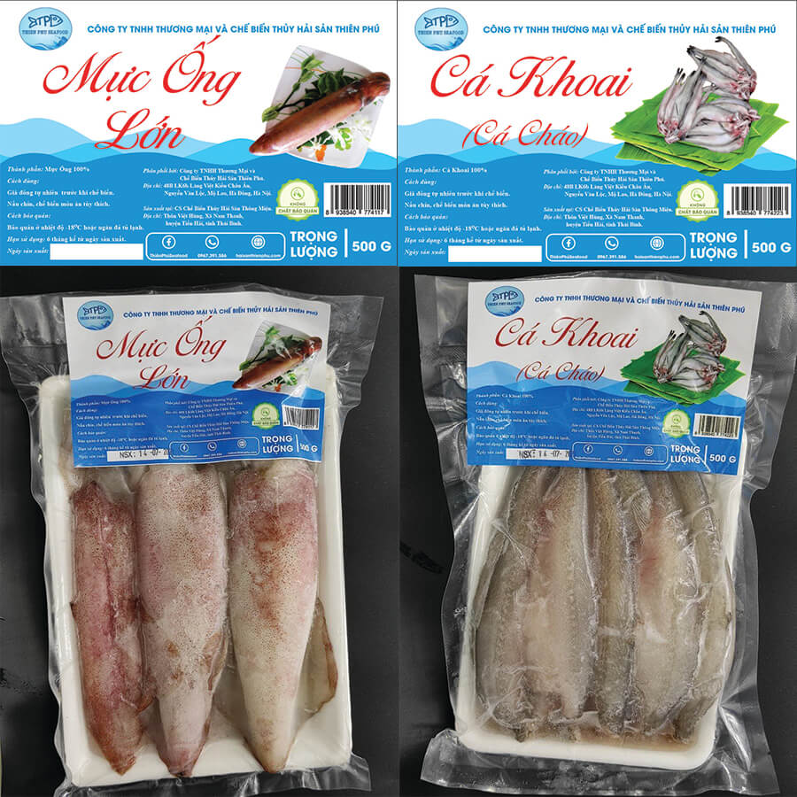 In tem dán hải sản tươi sống