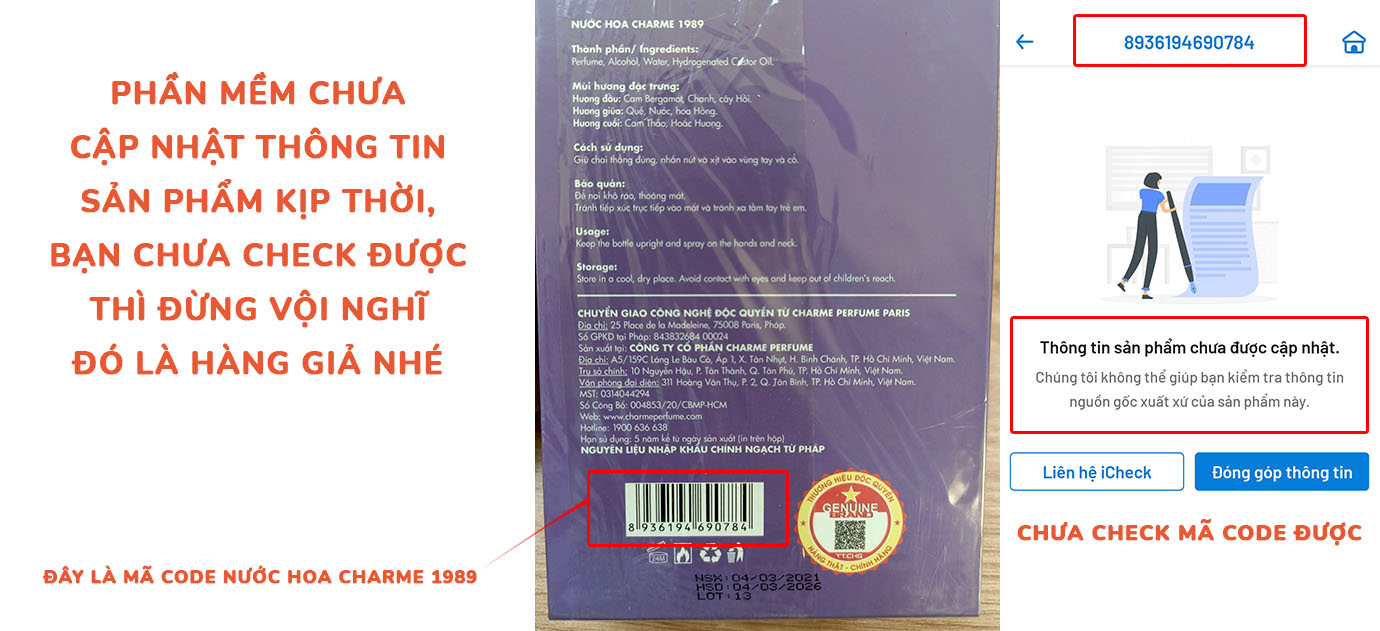 check mã code nước hoa charme 1989