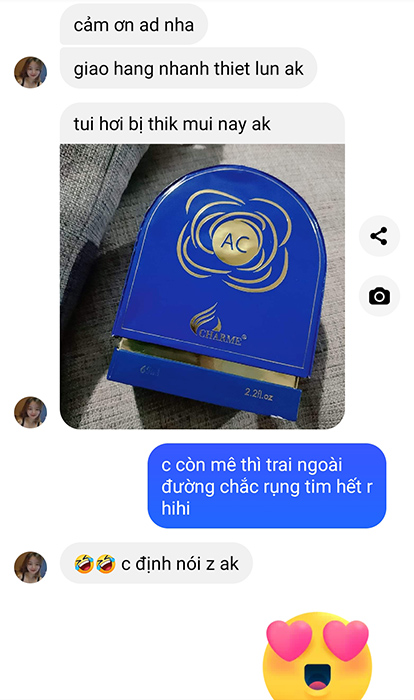 chi hanh mua nuoc hoa charrme ac tai halushop