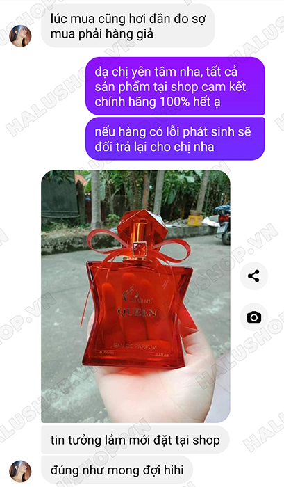 chị nguyễn nhi nói về nước hoa queen khi mua tại halushop