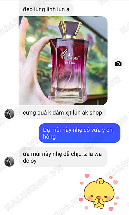 feedback của chị ngọc khi mua charme so sexy 100ml của halushop